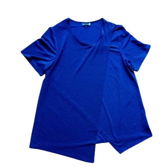 Short Sleeve Dark Blue Tunic Length Top Size 1X - Picture 2 of 2